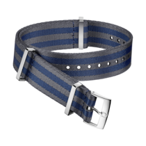 Bracelet NATO - Polyamide, gris et bleu &agrave; 5&nbsp;rayures - 031CWZ007884w